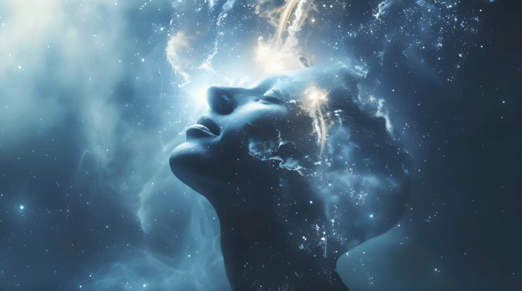 illustration of head in clouds